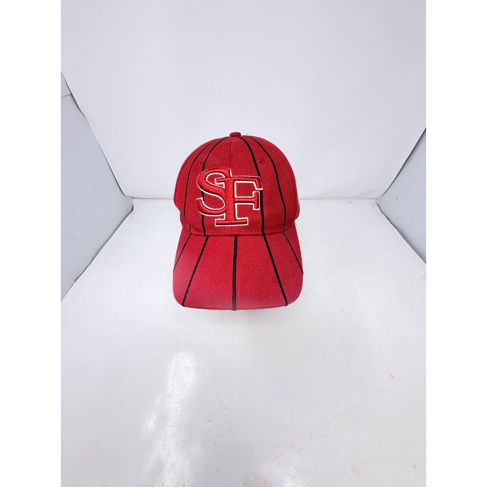 Lanza Baseball Cap Unisex OSFA Red Black Pinstripe SF San Francisco Logo Hat